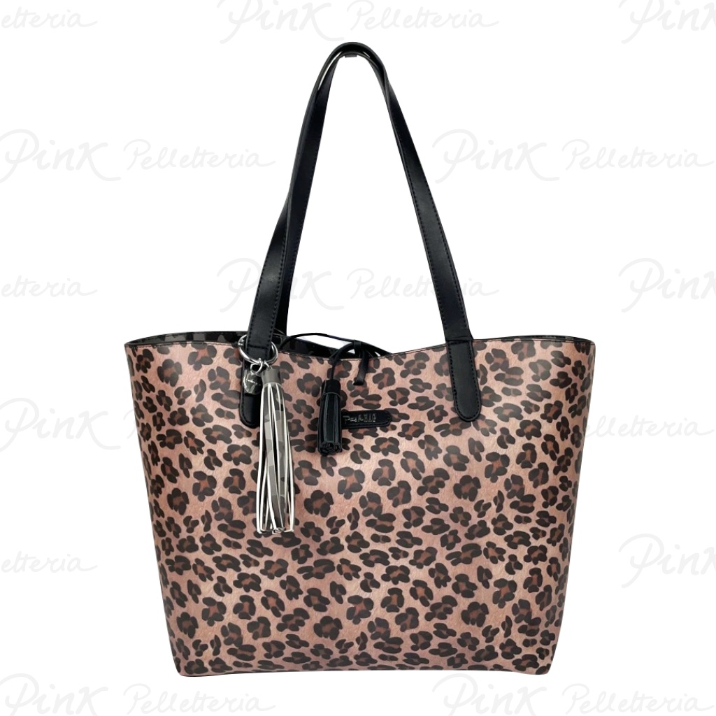 Pash Bag shopping reversibile 12936 leopard