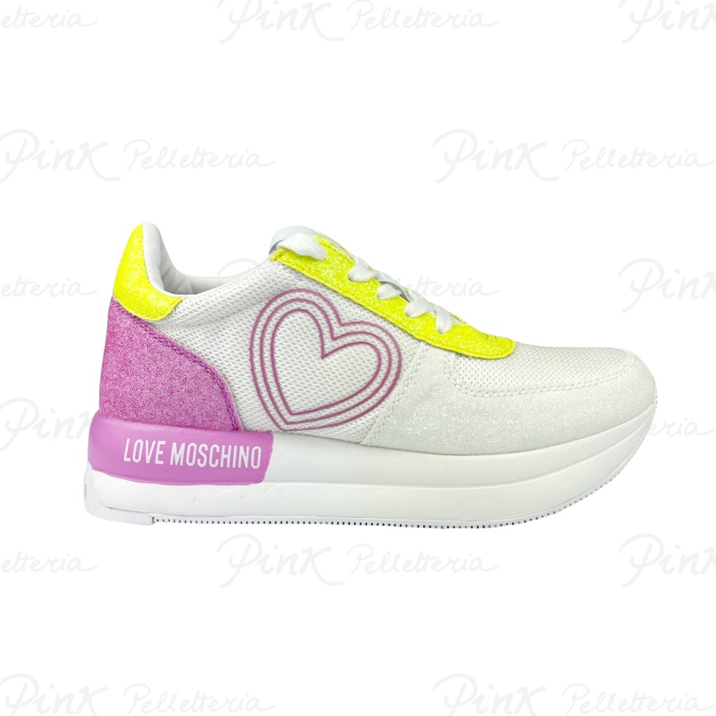 Love Moschino sneaker JA15084 biancogiallorosa