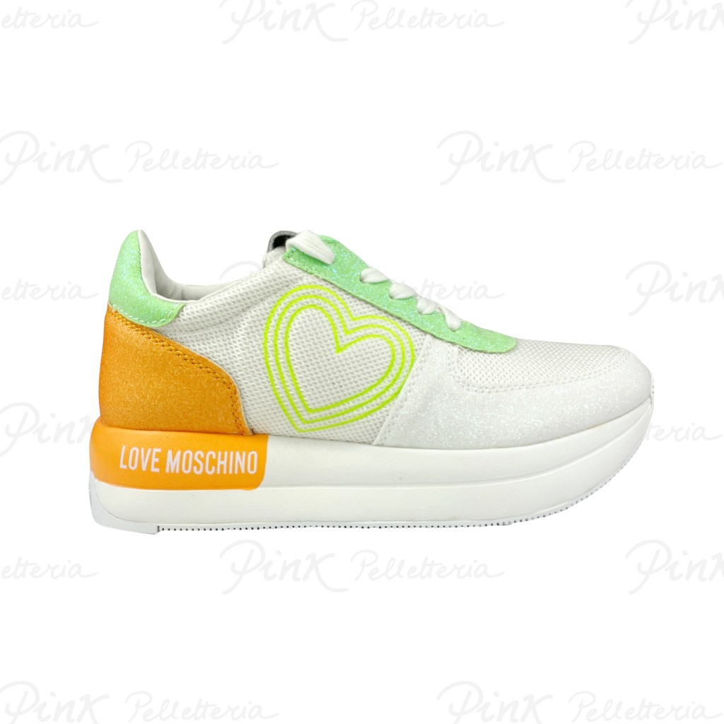 Love Moschino sneaker JA15084 biancoverdearancio
