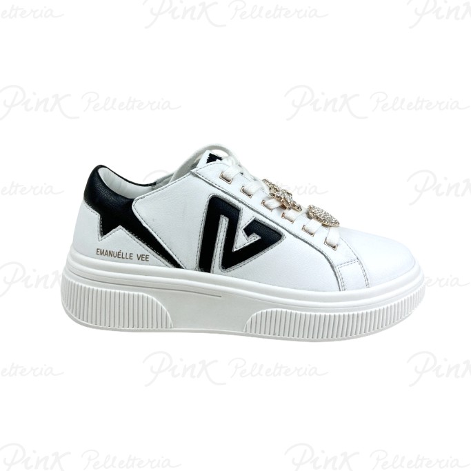 EMANUELLE VEE Sneaker Fondo Cassetta Alto Pelle Black/White 432P 800 15 P003