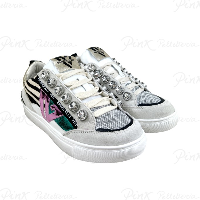 EMANUELLE VEE Sneaker Strass P011 Crosta Combi Multi Zebra 432P 801 11 P011CB