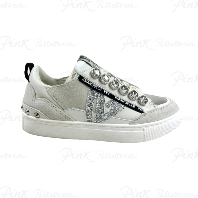 EMANUELLE VEE Sneaker Strass P011 Crosta + Mirror Silver 432P 801 11 P011MI