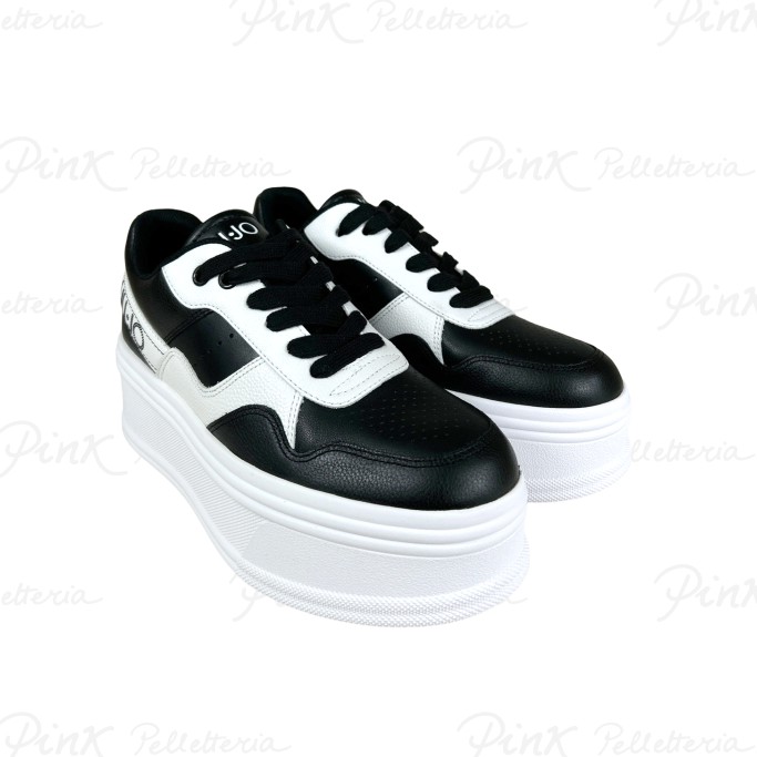 LIU JO Selma 01 Sneaker Tumbled Leather BlackWhite BF3129PX21500054