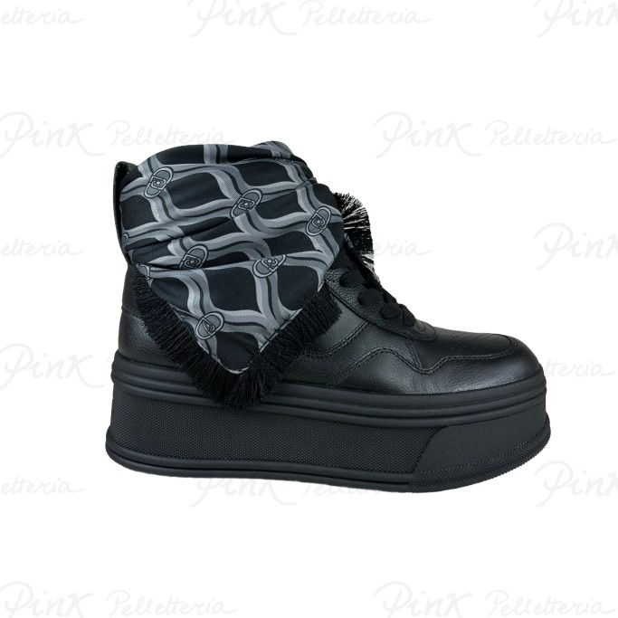 LIU JO Selma 02 Mid Sneaker Tumbled Leather Black BF3131PX21522222
