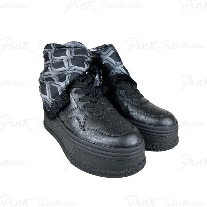 LIU JO Selma 02 Mid Sneaker Tumbled Leather Black BF3131PX21522222