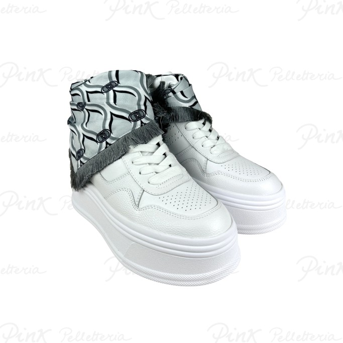 LIU JO Selma 02 Mid Sneaker Tumbled Leather White BF3131PX21501111