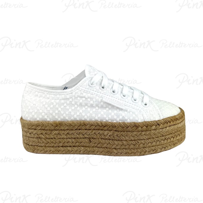 SUPERGA sneaker rope macramè rhombus S3126PW2790 white