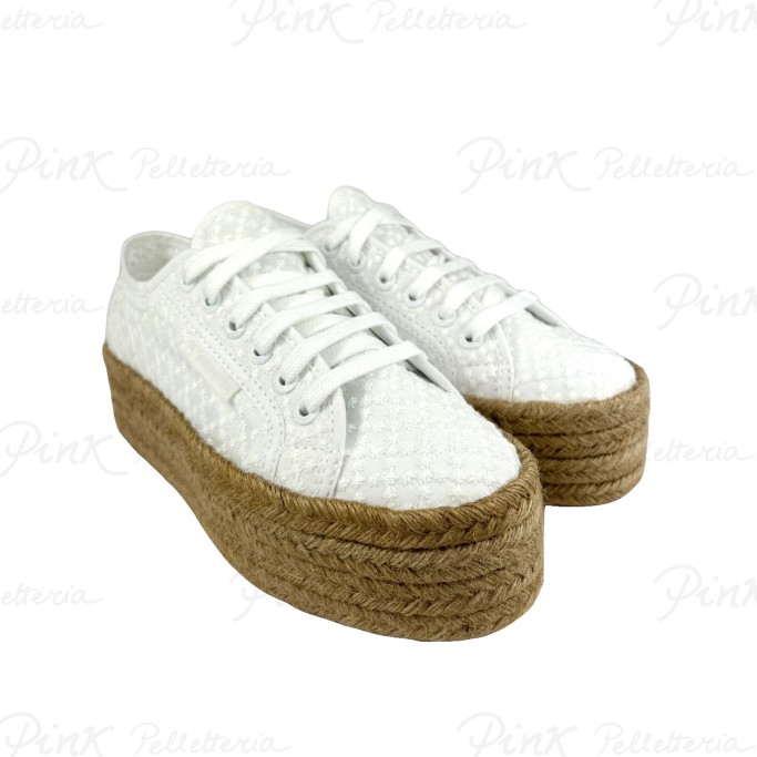 SUPERGA sneaker rope macramè rhombus S3126PW2790 white