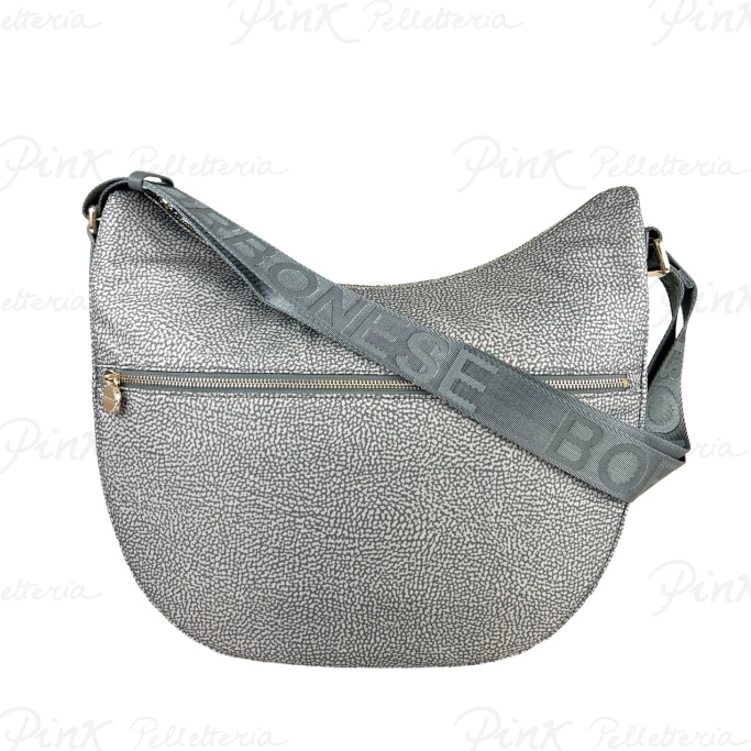 BORBONESE Luna Bag Medium Nylon st Eco Vitello Clay Grey 934109UI15 Z54_a