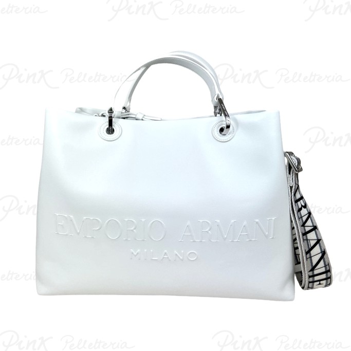 EMPORIO ARMANI MyEA Shopping Medium Simil Nappa+Logo Bianco Y3D165 YWN3E 81018