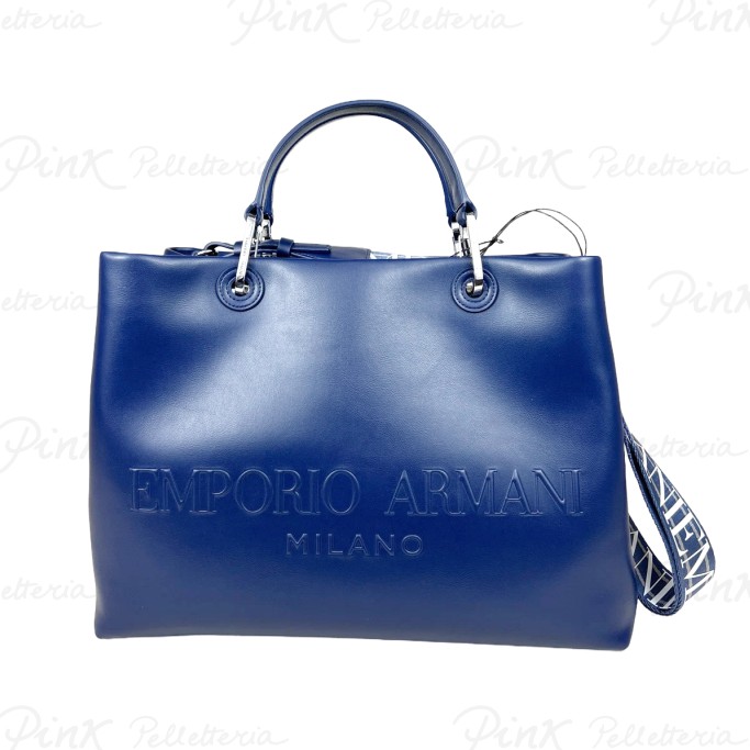 EMPORIO ARMANI MyEA Shopping Medium Simil Nappa+Logo Blue Y3D165 YWN3E 80305