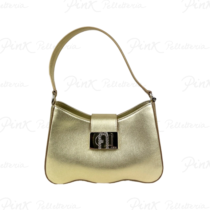 FURLA 1927 S Shoulder Bag Wave WB01152 BX2658 CGD00 Color Gold 9080 Light Gold + Strass