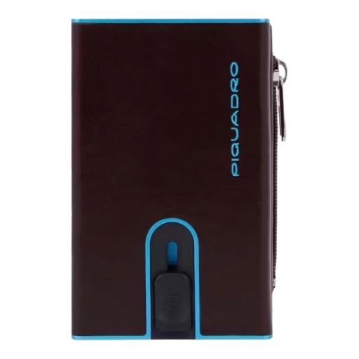 PIQUADRO Porta Carte di Credito Portafoglio Metallo Pelle Mogano PP5585B2BLR MO