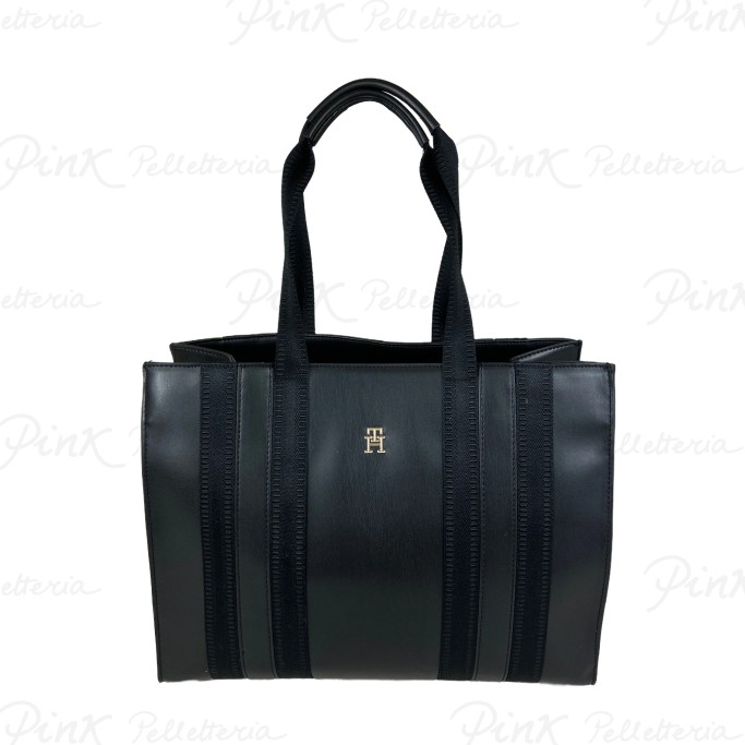 TOMMY HILFIGER Th Identity Med Tote Black AW0AW15569 BDS