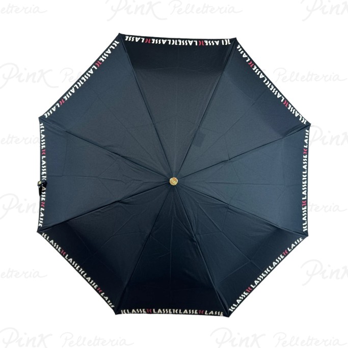 ALVIERO MARTINI PRIMA CLASSE Ombrello Mini Auto Open Close Maxi Scritta 1055 Nero