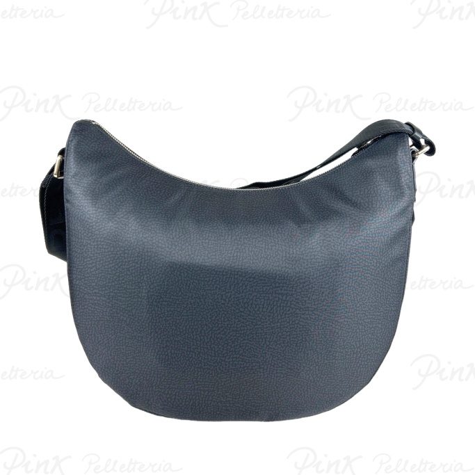 BORBONESE Luna Bag Medium Dark Black Nylon ecoVitello 934109I15 Y66