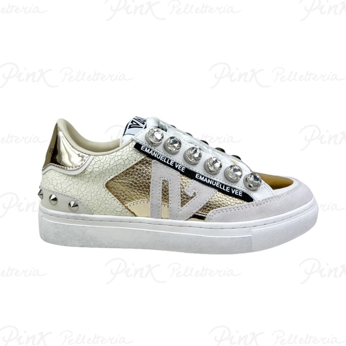 EMANUELLE VEE Olivia Sneaker Laminato + Strass P011 Crosta Combi Multi Gold 441P-101-13-P011CB
