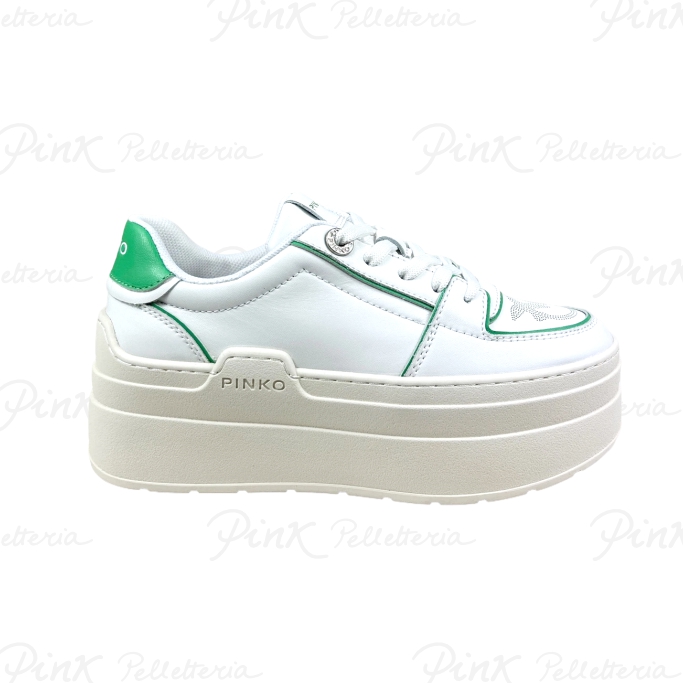 PINKO Greta 01 Sneaker Calf Leather WhiteGreen SS0007P001ZS2
