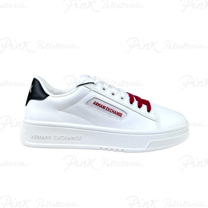 ARMANI EXCHANGE Seattle Sneaker in Pelle Op White + Black XUX203 XV805 K488