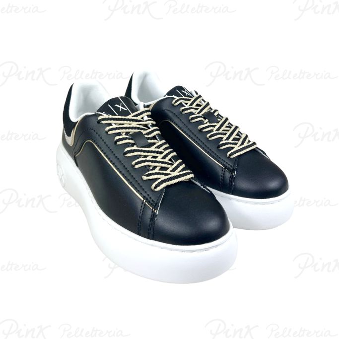 ARMANI EXCHANGE Super Sneaker Woman Black + Pale Gold XDX108 XV788 T780