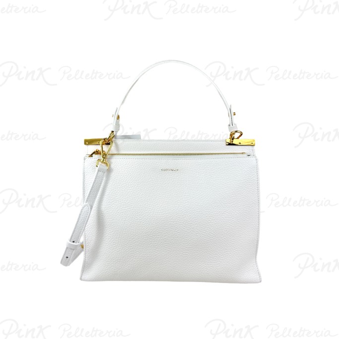 COCCINELLE Binxie Top Handle Bag M in Pelle H13 Brillant White E1P7P180221