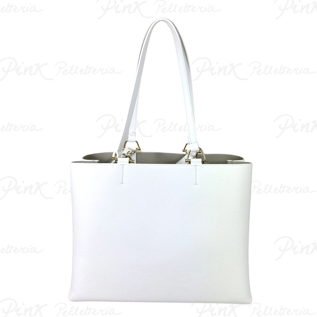 COCCINELLE Hop On Shopping Doppio Manico in Pelle K13 Brillant White E1QK0180201