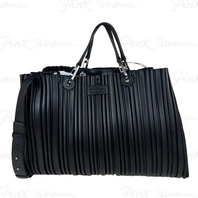 EMPORIO ARMANI Shopping Bag Media Plisse' Nero Y3D165 YWQ4E 80001