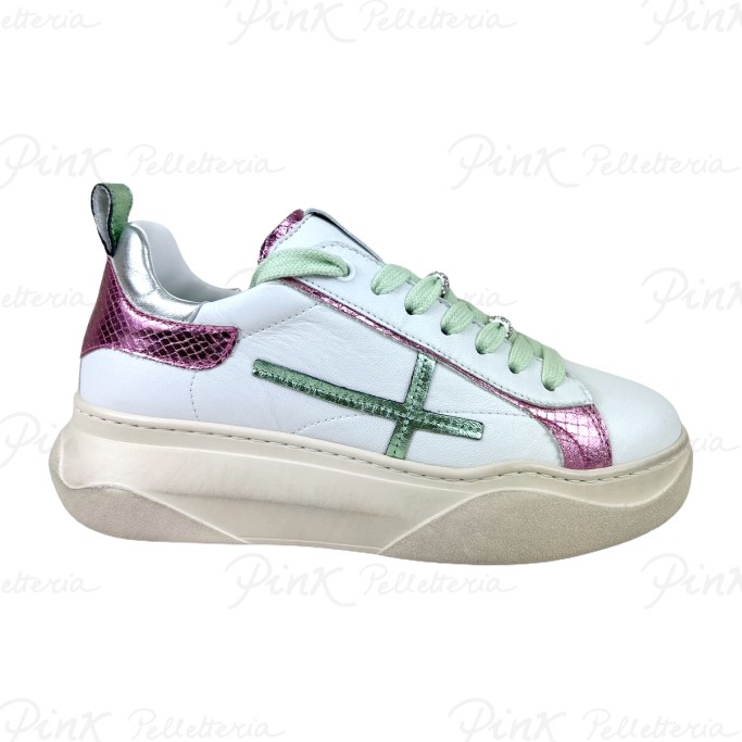 GIO+ Sneaker Mix Laminati Pink + Green GIADA63S