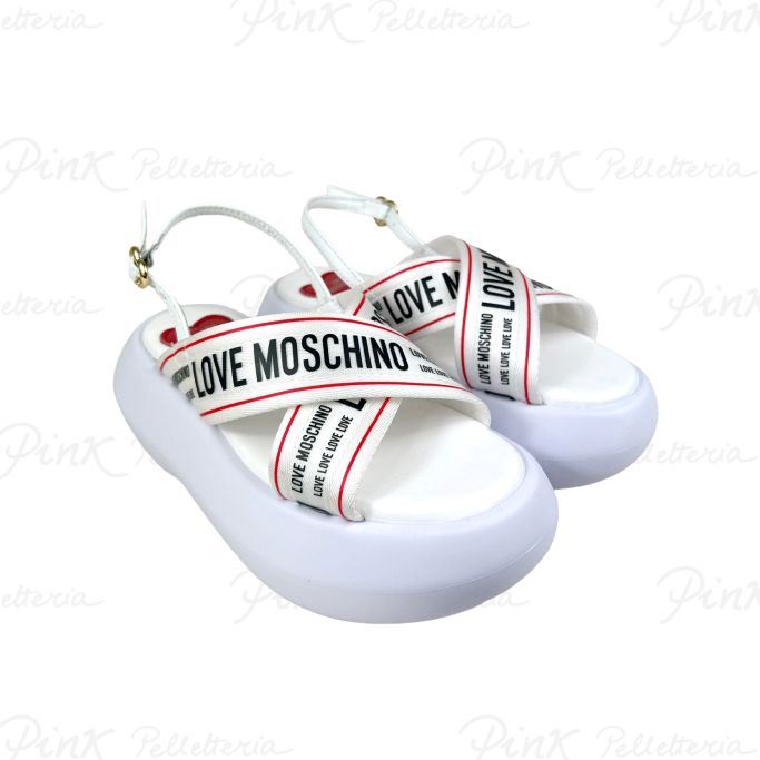 LOVE MOSCHINO Sandalo Incrocio Fondo Alto Gomma Bianco JA16257I0I IX6 10A