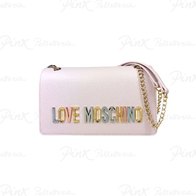 LOVE MOSCHINO Tracolla Chanel Lettering Multicolor Cipria Poudre JC4302PP01 KN0 601