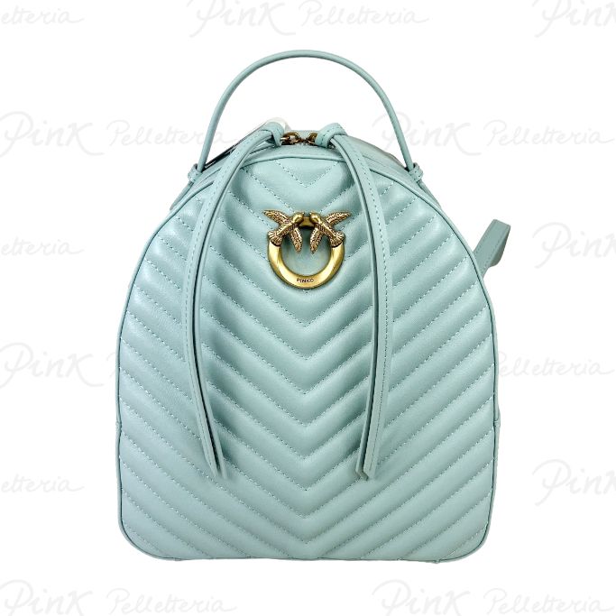 PINKO Love Click Backpack Vitello Chevron Light Blue 102530-A1J2-E68Q