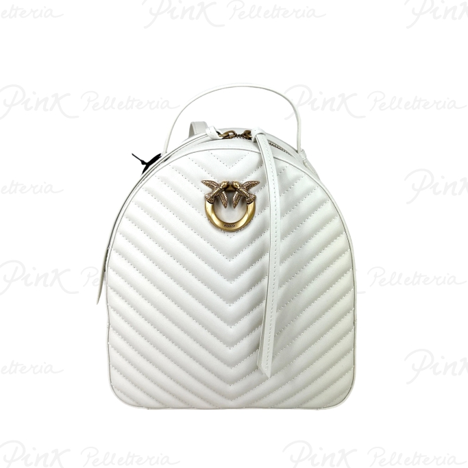 PINKO Love Click Backpack Vitello Chevron White 102530-A1J2-Z14Q