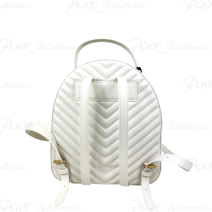 PINKO Love Click Backpack Vitello Chevron White 102530-A1J2-Z14Q