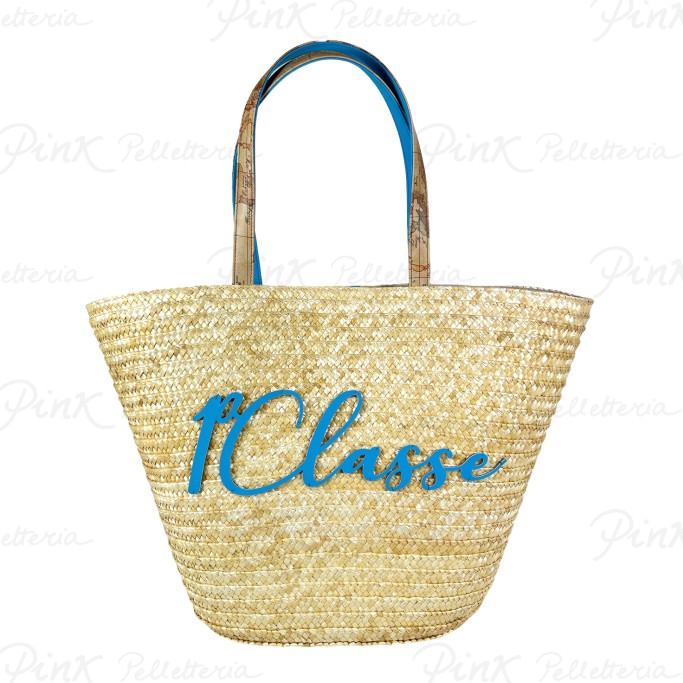 ALVIERO MARTINI PRIMA CLASSE Island Bag Shopper Paglia Grande LA62 4876 0158 Turchese