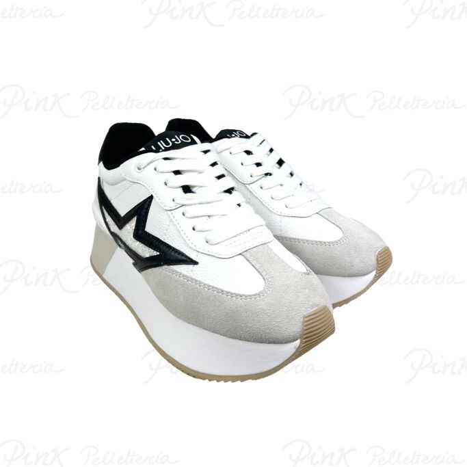 LIU JO Dreamy 03 Sneaker Tumbled Calf Le BF4039PX528 S1005 White Black
