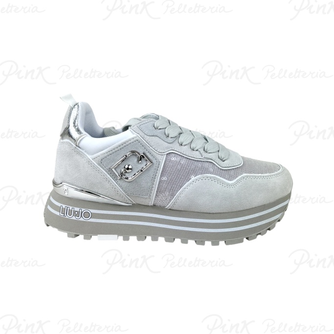 LIU JO Maxi Wonder 24 Sneaker Cow Suede Sequins BA4049PX064 01111 White