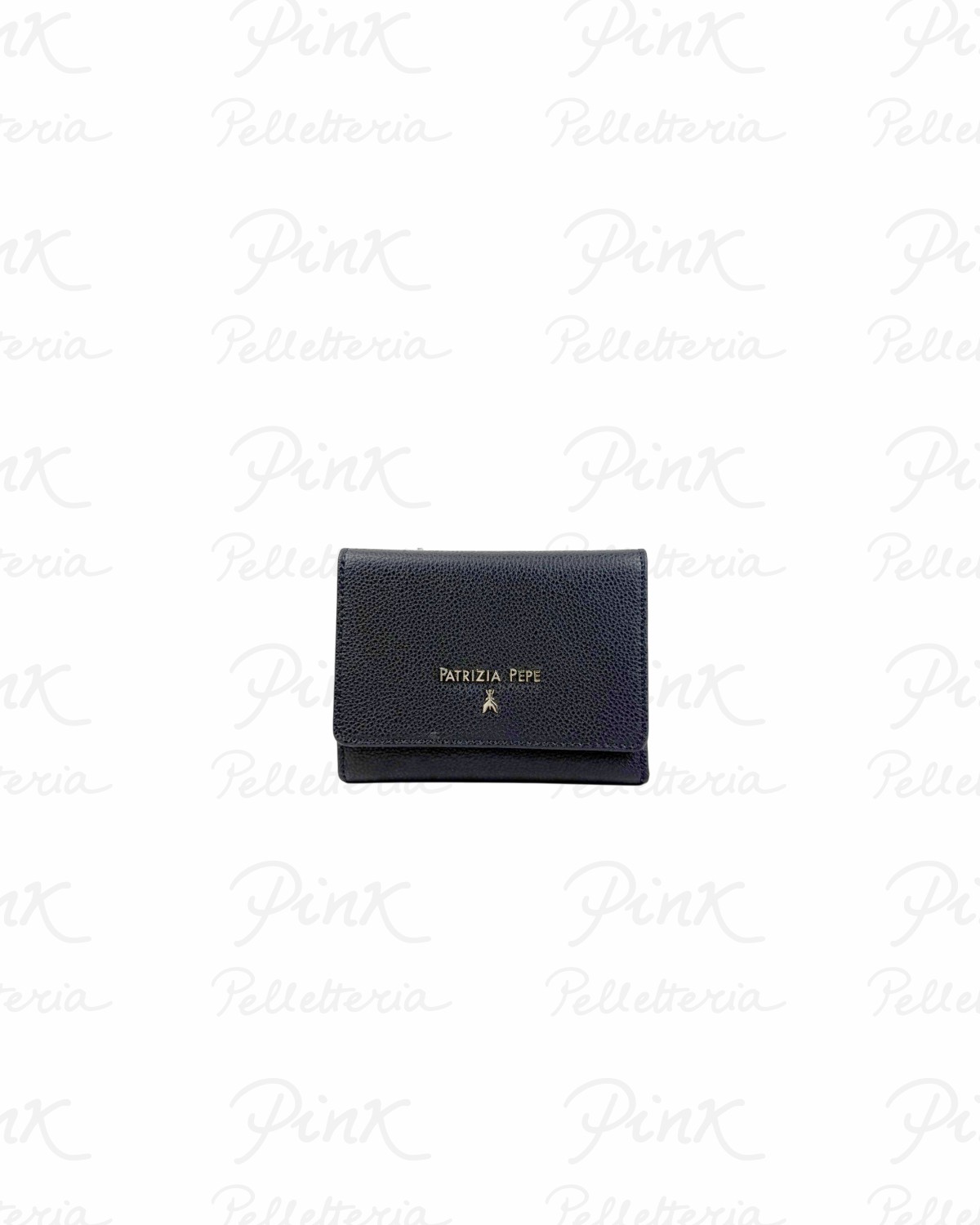 PATRIZIA PEPE Lettering Portafoglio Medio Pelle Martellato CQ7081 L001 K103 Nero