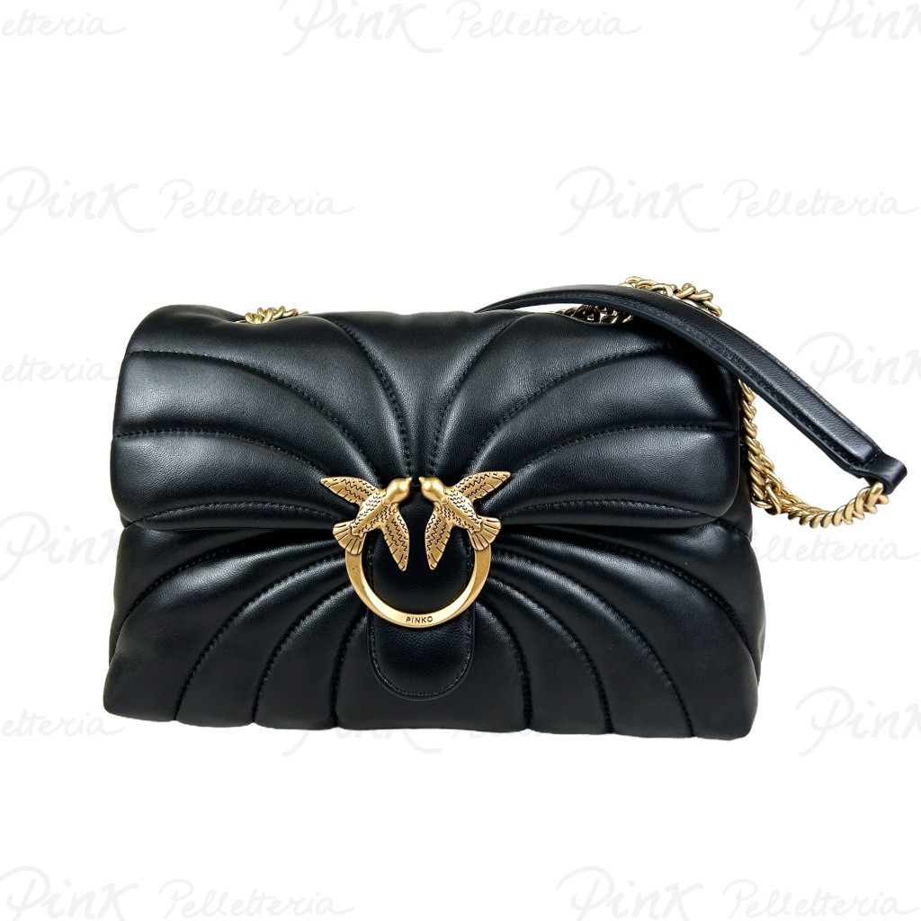 PINKO Love Puff Classic cl Sheep Nappa Butterfly Quilt 100038-A1EX-Z99Q Nero-Oro