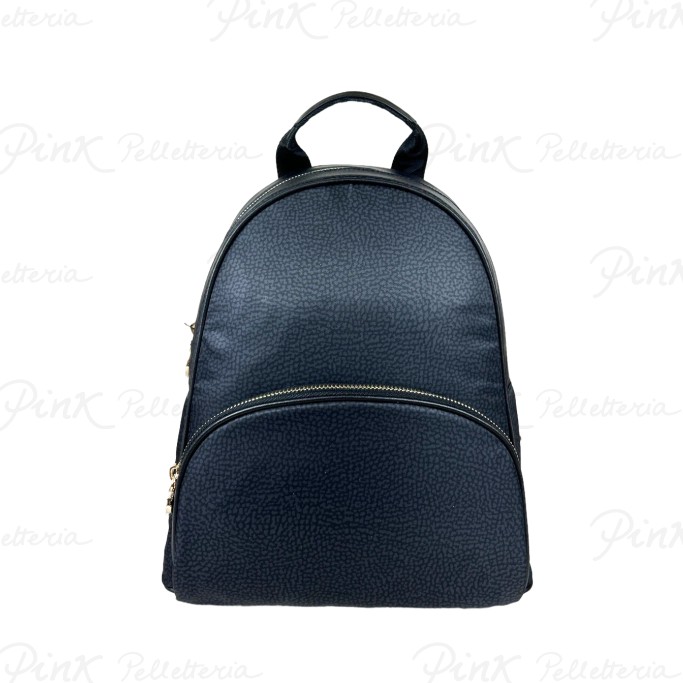 BORBONESE Eco Line Zaino Medium Tess. Recicl. st. Op/Vitello 934136I15 Y66 Dark Black