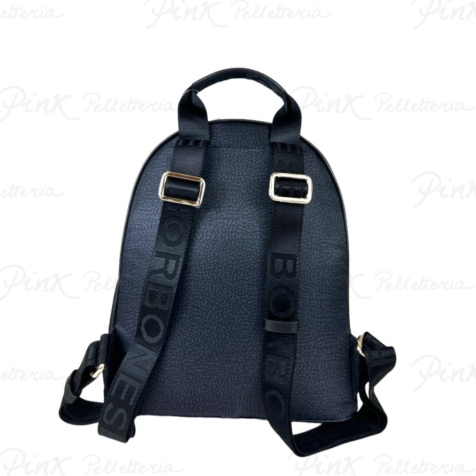 BORBONESE Eco Line Zaino Medium Tess. Recicl. st. Op/Vitello 934136I15 Y66 Dark Black