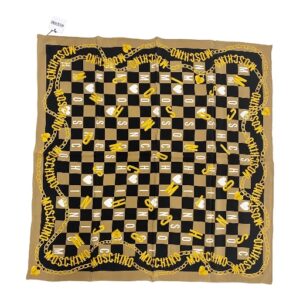 MOSCHINO Foulard 100% Seta Crepe Stampata Moschino Scacchi 03525