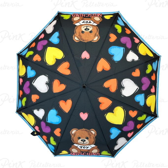 MOSCHINO Heart and Bear Ombrello Openclose 8587 A Black – Pink