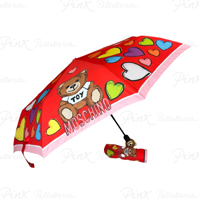 MOSCHINO Heart and Bear Ombrello Openclose 8587 C Red