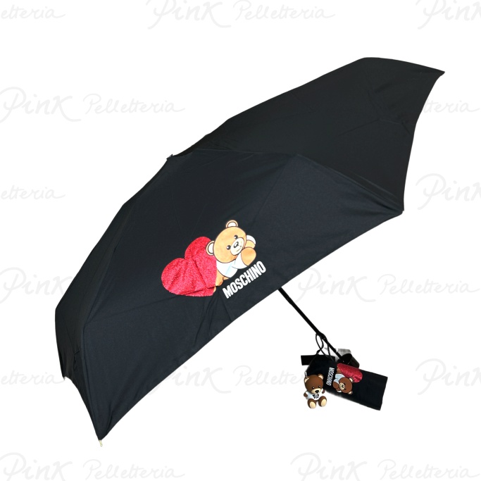 MOSCHINO Teddy Heart Ombrello Supermini 8188 A Black