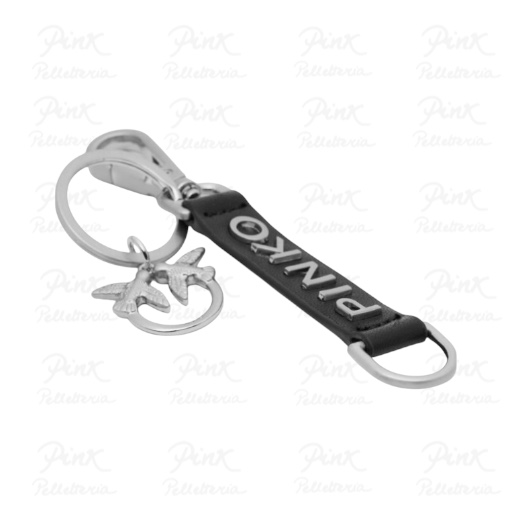 PINKO Logo Keychain Saffiano + Logo 104573-A2AY-Z99S Nero Limousine/Brushed