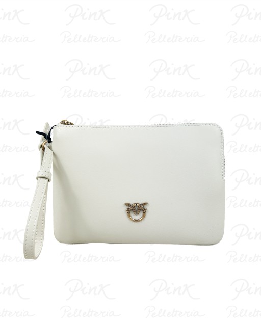 PINKO Wristlet Pochette cPolsiera Vitello Seta 104353-A0F1-Z14Q Bianco SetaAntique Gold