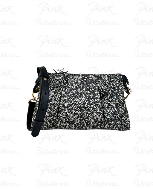 BORBONESE Croissant Borsa Crossover Small Tessuto Ric. st. OpVitello 91010069AH1 X11 Op NaturaleNero