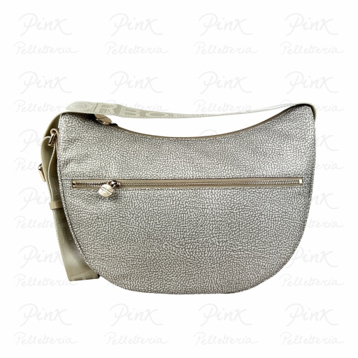 BORBONESE Eco Line Luna Bag Middle Tessuto Ric. st. OpVitello 934108I15 C75 Sabbia