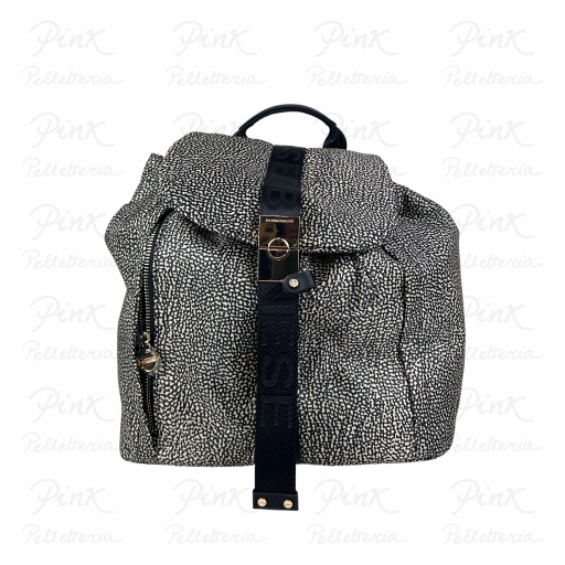 BORBONESE Fold Zaino Medium Tessuto Rec. st. OpVitello 91010051AH1 X11 Op NaturaleNero