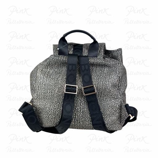 BORBONESE Fold Zaino Medium Tessuto Rec. st. OpVitello 91010051AH1 X11 Op NaturaleNero